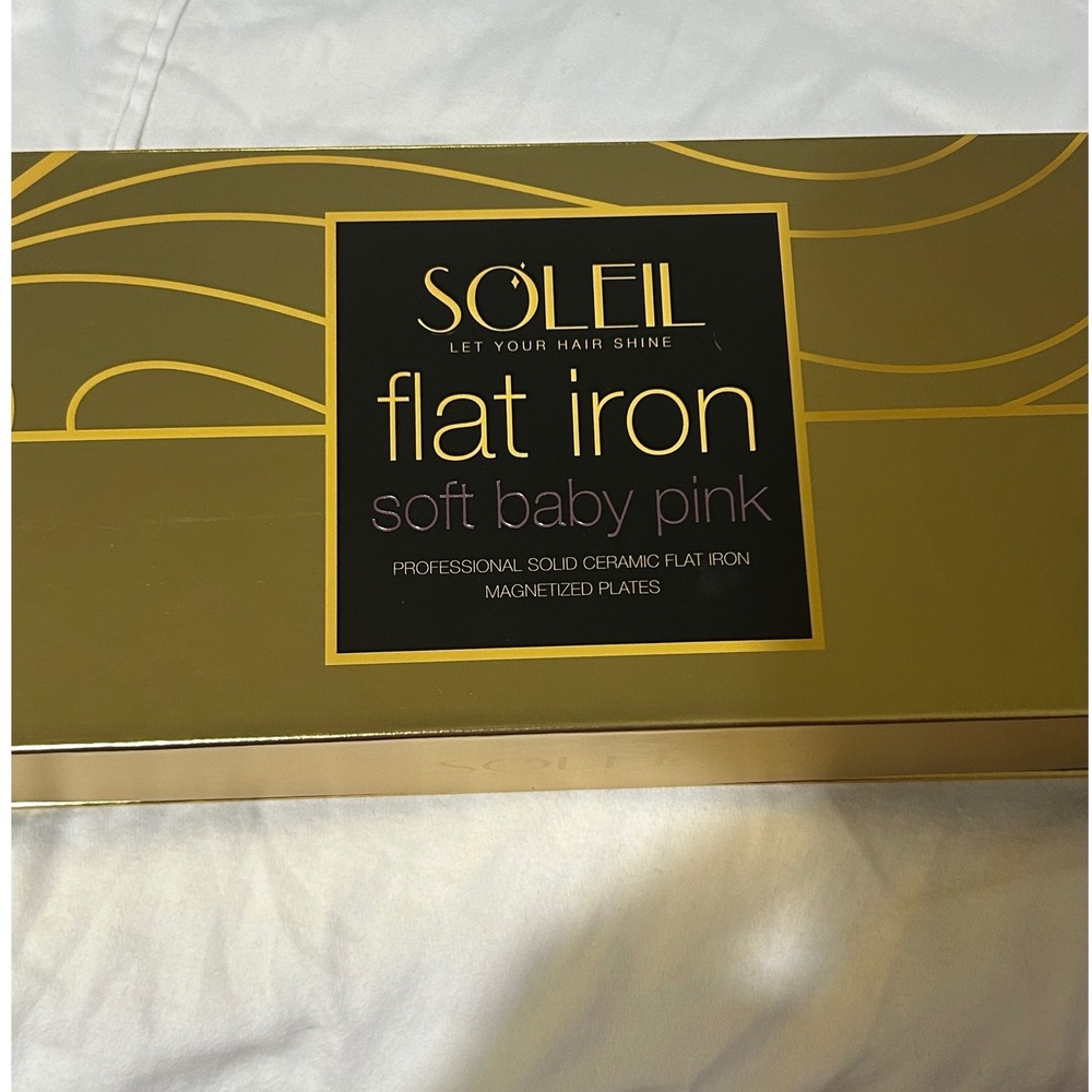 Soleil Professional Ceramic Flat Iron Baby Pink 450F Dual Voltage Magnetized